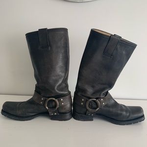 Frye Harness Boots Distressed Black
